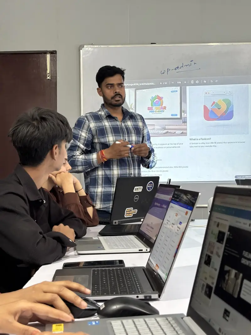 Students building WordPress websites practically
